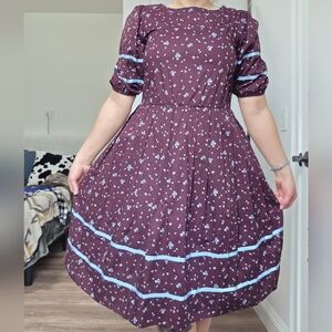 Charming Floral Dress - Burgandy